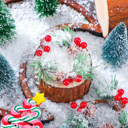 Vista 4 de Copos de nieve artificiales de nieve falsos con purpurina para nieve, decoración de nieve, confeti de nieve brillante de plástico, polvo de nieve