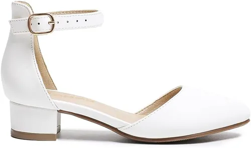 Vista 2 de Amoji Zapatos de vestir con correa de tobillo para niñas, zapatos de vestir para fiesta de boda para niños pequeños y grandes 412