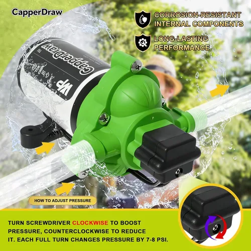 Vista 3 de Bomba de presión de agua serie 33 de 12 V CC, bomba de diafragma autocebante de 4.0 GPM 50 PSI, interruptor de presión inteligente
