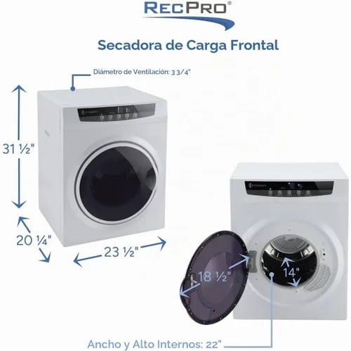 Vista 3 de RecPro RV 2.5 Cu Ft Combo de lavadora y secadora de carga frontal, color blanco (solo secadora)