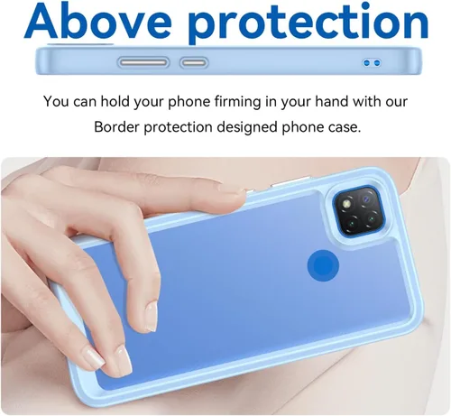 Vista 3 de Funda transparente para Xiaomi Redmi 9C/Redmi 10A/Redmi 9C NFC/Redmi 9 Activ con protector de pantalla HD, a prueba de golpes de PC duro