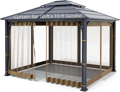 Vista 3 de Wonwon Gazebo Mosquitera de Repuesto Universal para Exteriores Toldo de 4 Paneles de Paredes de Malla con Cremallera para Gazebo de 10' x 10