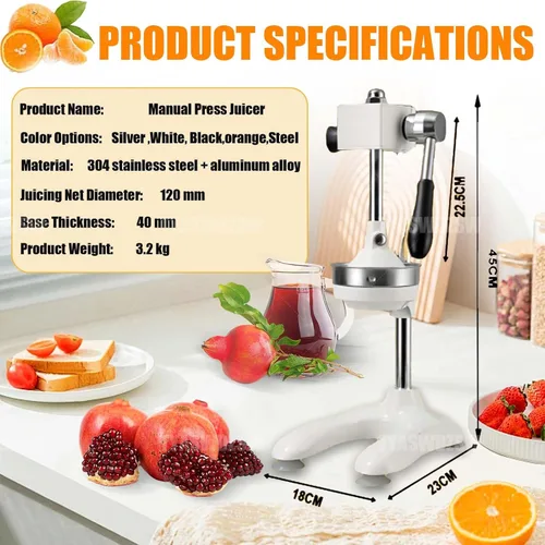 Vista 7 de Heavy Duty Stainless Steel Citrus Juicer Manual Press - Commercial Hand Squeezer Pomegranate juice extractor for Lemon Orange Lime Pomegranate High