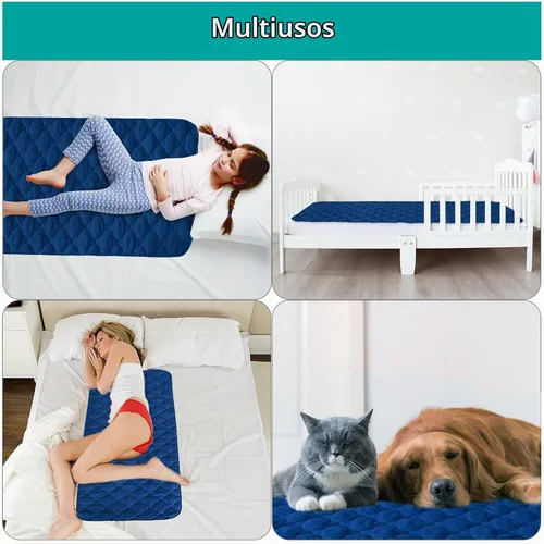 Vista 6 de Protector de colchón impermeable para cuna, 28 x 52 pulgadas, almohadilla acolchada antideslizante Azul marino
