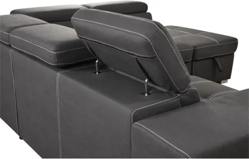 Vista 5 de Sofá modular de 105 pulgadas con reposacabezas ajustable, sofá cama modular extraíble con otomana de almacenamiento y 2 taburetes