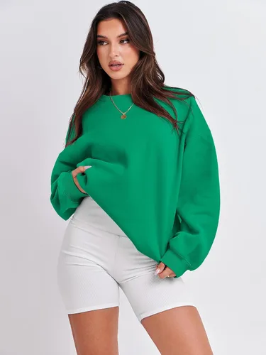Vista 2 de ANRABESS Sudadera de gran tamaño para mujer, con cuello redondo, estilo Y2K, sudadera con capucha de forro polar, cómoda, camiseta informal, ropa