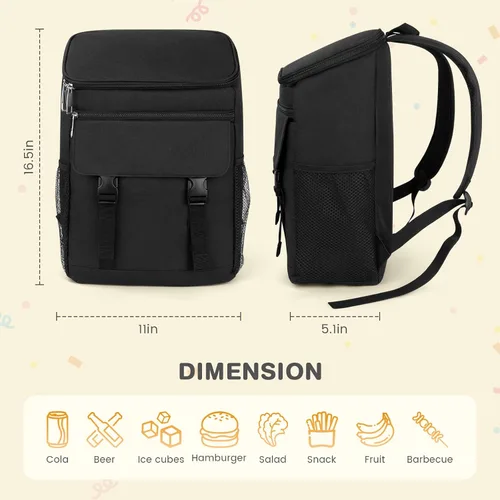 Vista 5 de Mochila enfriadora, 30 latas, mochila de almuerzo aislada para hombres y mujeres, bolsa térmica portátil a prueba de fugas para el trabajo, oficina