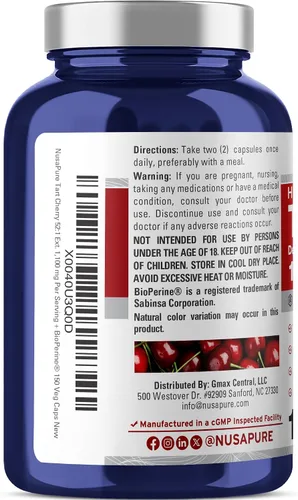 Vista 3 de Cereza ácida, sin OMG, vegano, 1100 mg, 150 cápsulas vegetales - 75 porciones Fórmula herbal, extracto de fruta Prunus Cerasus 52:1, apto