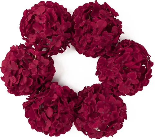 Vista 7 de DuHouse Hortensias artificiales de seda con tallos, hortensias falsas para bricolaje, centro de mesa de boda, decoración del hogar, paquete de 6