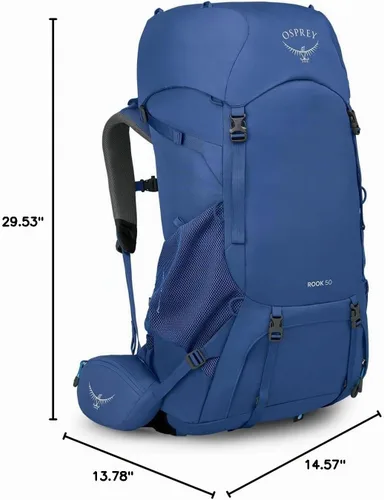 Vista 12 de Osprey Rook 50L Mochila de mochilero para hombre, Astology Azul/Blue Flame