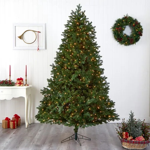 Vista 5 de Nearly Natural Árbol de Navidad artificial Royal Grand de 7.5 pies con luces transparentes