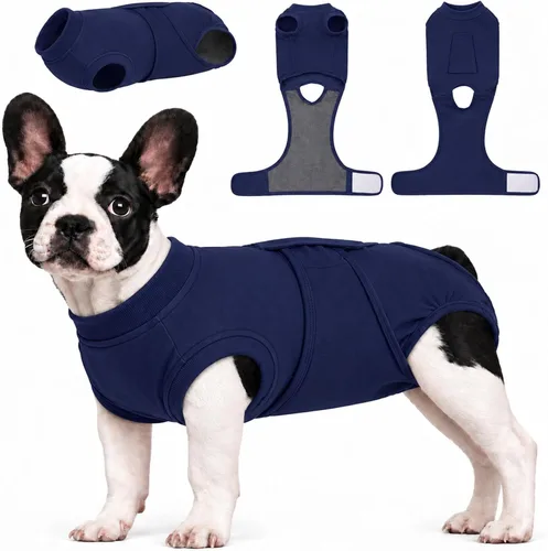 Vista 16 de Kuoser Traje de cirugía para perro, cómodo traje de recuperación para perras, mameluco protector posoperatorio, alternativa suave al cuello E