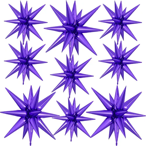 Vista 22 de 9 piezas de globos de estrella beige, grandes globos de papel de aluminio en forma de estrella en explosión, globos de Mylar en punta color crema