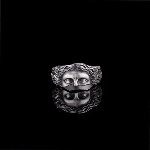 Vista 3 de Anillo de ojos Venus De Milo, Anillo griego antiguo de plata, Anillo de plata del Louvre Venus, Anillo de plata romana vintage, Anillo de plata
