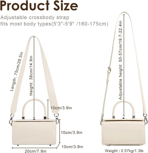 Vista 3 de Bolso de hombro de cuero para mujer, bolso de mano estructurado inspirado en el diseñador, bolso de mano de cuero genuino con correas ajustables