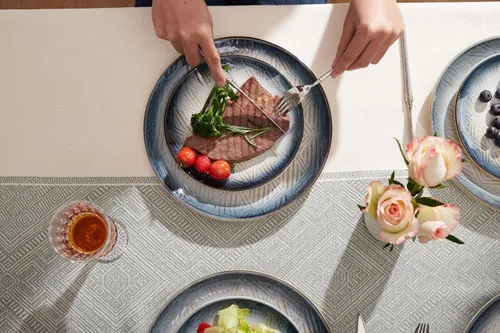 Vista 5 de Platos de aperitivo de 20,32 cm de cerámica con acabado de esmalte reactivo, aptos para lavavajillas y microondas, para ensalada, postre, bistec