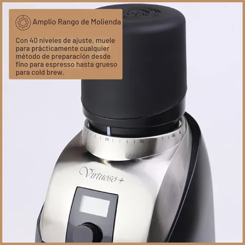 Vista 7 de Baratza Virtuoso+ Molinillo de café ZCG587BLK, Negro