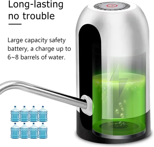Vista 3 de cs-q2 Dispensador eléctrico de agua - Bomba de carga USB de 5 galones con pantalla LED, interruptor automático de botella de agua potable (blanco)
