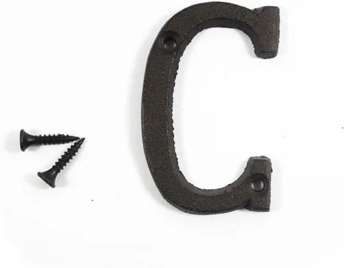 Vista 5 de Letras del abecedario de 3" en metal de hierro fundido decorativas, estilo clásico, para colgar letreros de pared, dirección, nombre, letrero