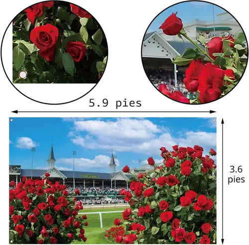 Vista 3 de Nepnuser Telón de fondo para cabina de fotos de Kentucky, Día del Derby, Churchill Downs, decoración de fiesta de carreras de caballos