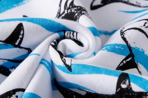 Vista 7 de Pijama de dos piezas para niños pequeños con dinosaurio que brilla en la oscuridad, 100 % de algodón ropa de tiburón para dormir tamaño 2-10T