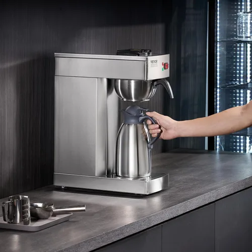 Vista 8 de VEVOR Cafetera de goteo comercial de 12 tazas, cafetera con jarra térmica para mantener el calor o el frío, cafetera de acero inoxidable