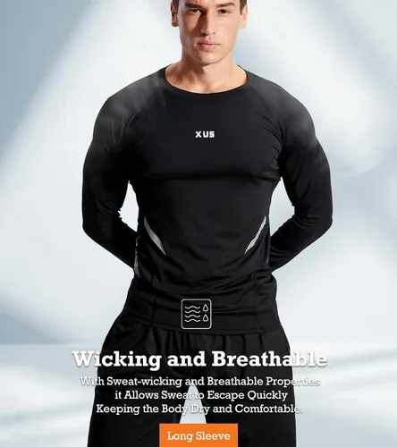 Vista 3 de BOOMCOOL Conjuntos de entrenamiento de 5 piezas que incluyen camisa de compresión, pantalones y chaqueta con capucha para hombres, deportes al aire