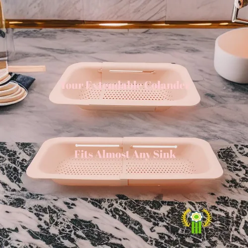 Vista 7 de Colador extensible para colocar sobre el fregadero - Colador extensible para fregadero - Lavar frutas y verduras. Escurrir pasta y platos cocidos
