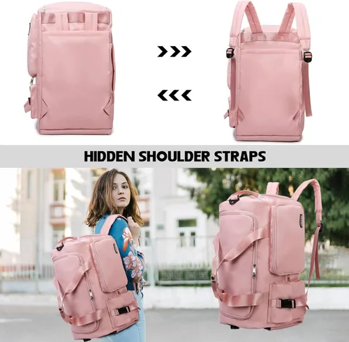 Vista 5 de Eslcorri Bolsa de deporte para mujeres y hombres, mochila deportiva con compartimento para zapatos y artículos húmedos, bolsa de fin de semana