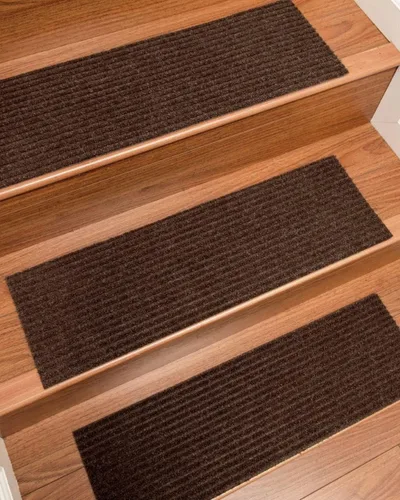 Vista 8 de Halton - Alfombra de algodón para escaleras, color marrón oscuro, apta para mascotas, 9 x 29 pulgadas (13)