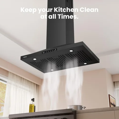 Vista 3 de Campana extractora para isla de 30 pulgadas, campana de cocina de 390 CFM con control táctil/gestual de doble cara, campana extractora de techo
