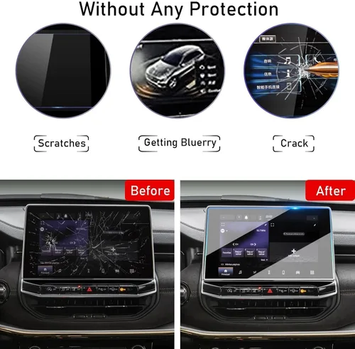 Vista 3 de TTCR-II Protector de pantalla compatible con Jeep Compass 2022, 2023, 2024, 2025 y 2026, de 10.1 pulgadas, protector de vidrio templado de 10.1