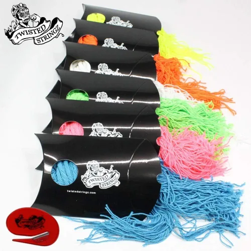 Vista 2 de Twisted Stringz Cuerdas Yo-Yo – Poliéster – Cuerda YoYo Regular Sólida – Paquete de 100 (Verde Sólido)