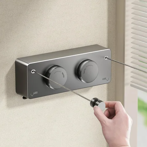 Vista 15 de Mustorn Tendedero retráctil para interiores, línea de ropa para exteriores que no se hunde, línea de ropa resistente para secar la ropa, línea