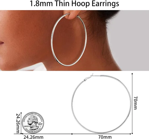 Vista 4 de Gacimy Gold Aretes de aro para mujer, chapados en oro real de 14 quilates, plata de ley 925 con poste de oro para mujer