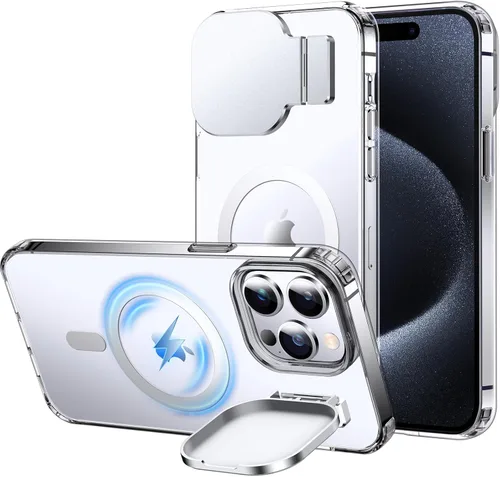 Vista 11 de Silverback Funda para iPhone 14 Pro Max con funda para cámara, compatible con MagSafe, con soporte integrado, funda magnética translúcida mate a