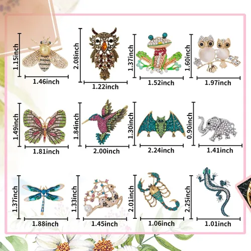 Vista 2 de Juego de 6 broches de solapa con diseño de libélula, mariposa y abeja, para decoración diaria