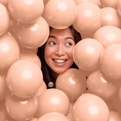 Vista 14 de AFTERLOON® - Mini globos de látex de goma natural, 50 unidades, color amarillo albaricoque, de 5 pulgadas, sin plástico, alternativo, color mate