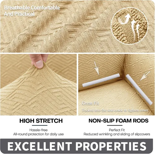 Vista 4 de XINEAGE Fundas para Sofá Seccional de Alta Elasticidad, 2 Piezas, Forma de L, Funda de Sofá con 2 Fundas de Almohada, Fundas Deslizantes para Sofá