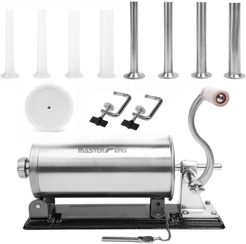 Vista 26 de 2.5 LBS Sausage Stuffer Horizontal Stainless Steel Stuffing Maker Machine Packed with 4 Stuffing Funnels