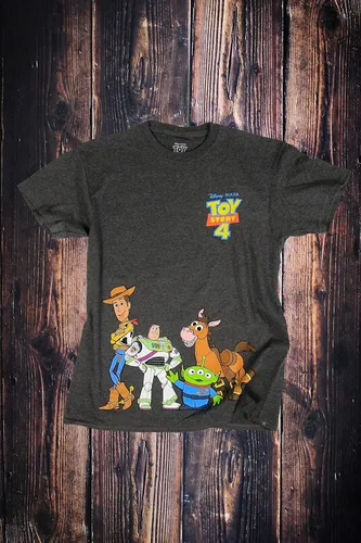 Vista 3 de Disney Toy Story Happy Crew - Camiseta para hombre, Gris Carbón jaspeado