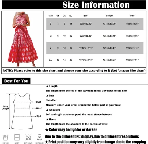 Vista 7 de Fragarn Summer Maxi Dress for Women, Fashion Women's Dot Print Sleeveless Casual Round Neck Maxi Dress