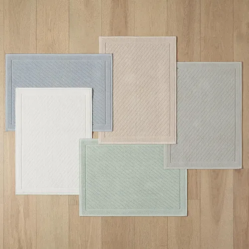 Vista 6 de Arkwright Alfombra de baño 100% algodón - Diseño tejido con textura elegante y alta absorción, alfombrilla de baño con respaldo antideslizante