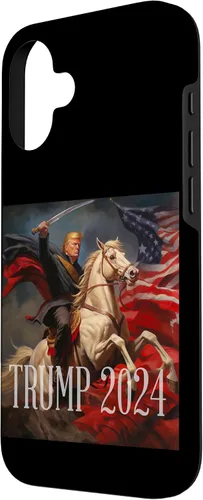Vista 2 de iPhone 16 Donald Trump - 2024 - American Flag - Horse - Funda de espada
