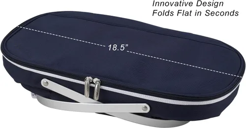 Vista 5 de Picnic at Ascot Cesta de picnic aislada plegable equipada con servicio para 2 - azul marino