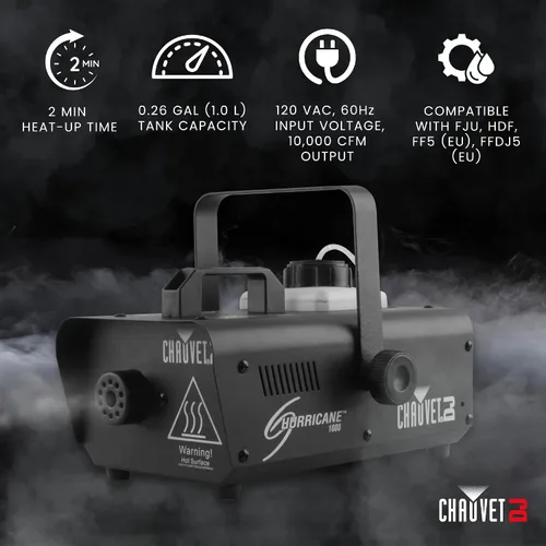 Vista 3 de Máquina de niebla CHAUVET DJ Hurricane 1000, con control remoto con cable compacto