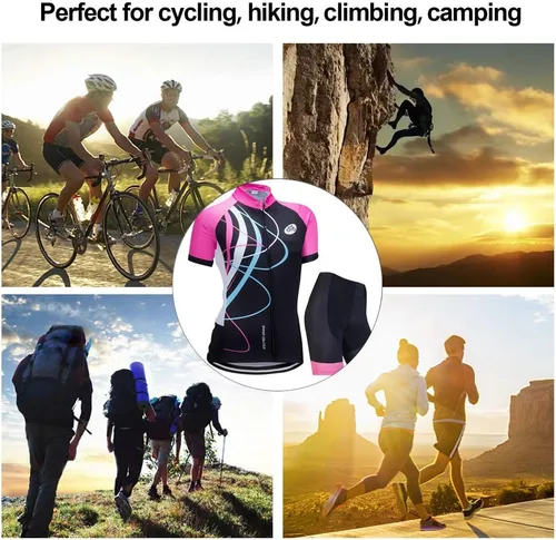 Vista 6 de Jersey de ciclismo para mujer, de manga corta, secado rápido, transpirable, para montaña.