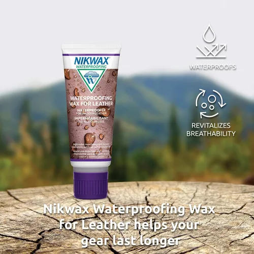 Vista 4 de Nikwax Cera impermeabilizante para cuero, crema, restaura la repelencia al agua DWR, cuidado de zapatos, limpiador de botas y calzado, protección
