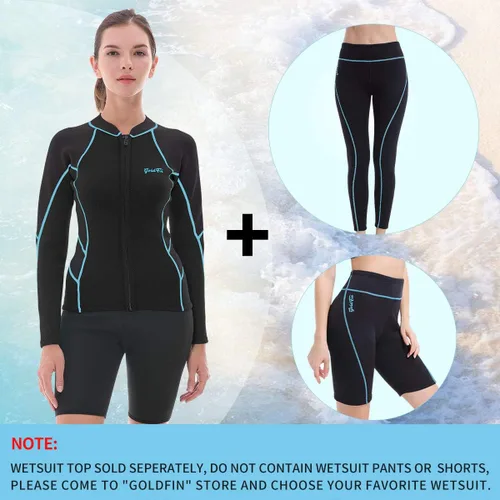 Vista 3 de GoldFin Top de Traje de Neopreno para Mujer, Chaqueta de Trajes de Neopreno de 0.079 pulgadas Manga Larga Tops de Neopreno para Aeróbicos Acuáticos