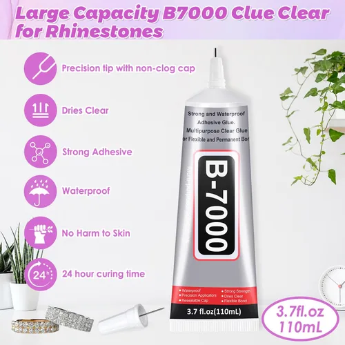 Vista 7 de Pegamento B7000 de 3.7 fl oz con punta de precisión, pegamento deslumbrante y herramienta Gem Tac Glue for Rhinestones, Strong Adhesive Jewelry